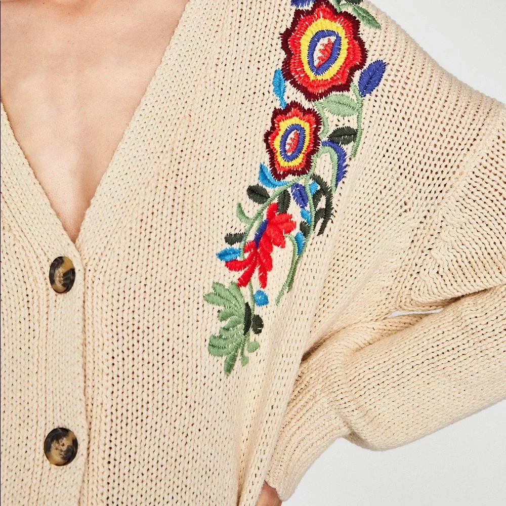 Z A R A Embroidered Cardigan - Picture 5 of 6